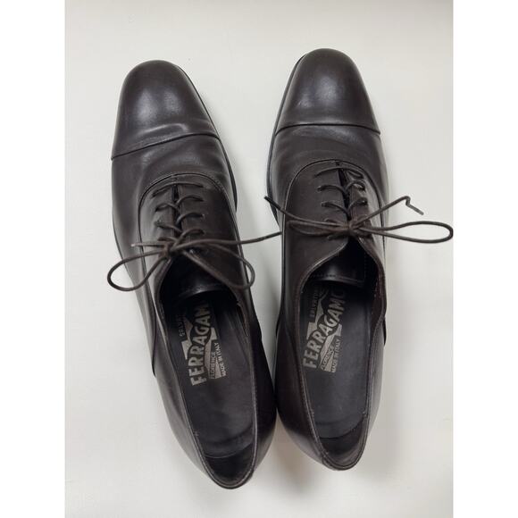 SALVATORE FERRAGAMO Leather Oxford Dress Shoes Size US 8.5 D Dark Brown